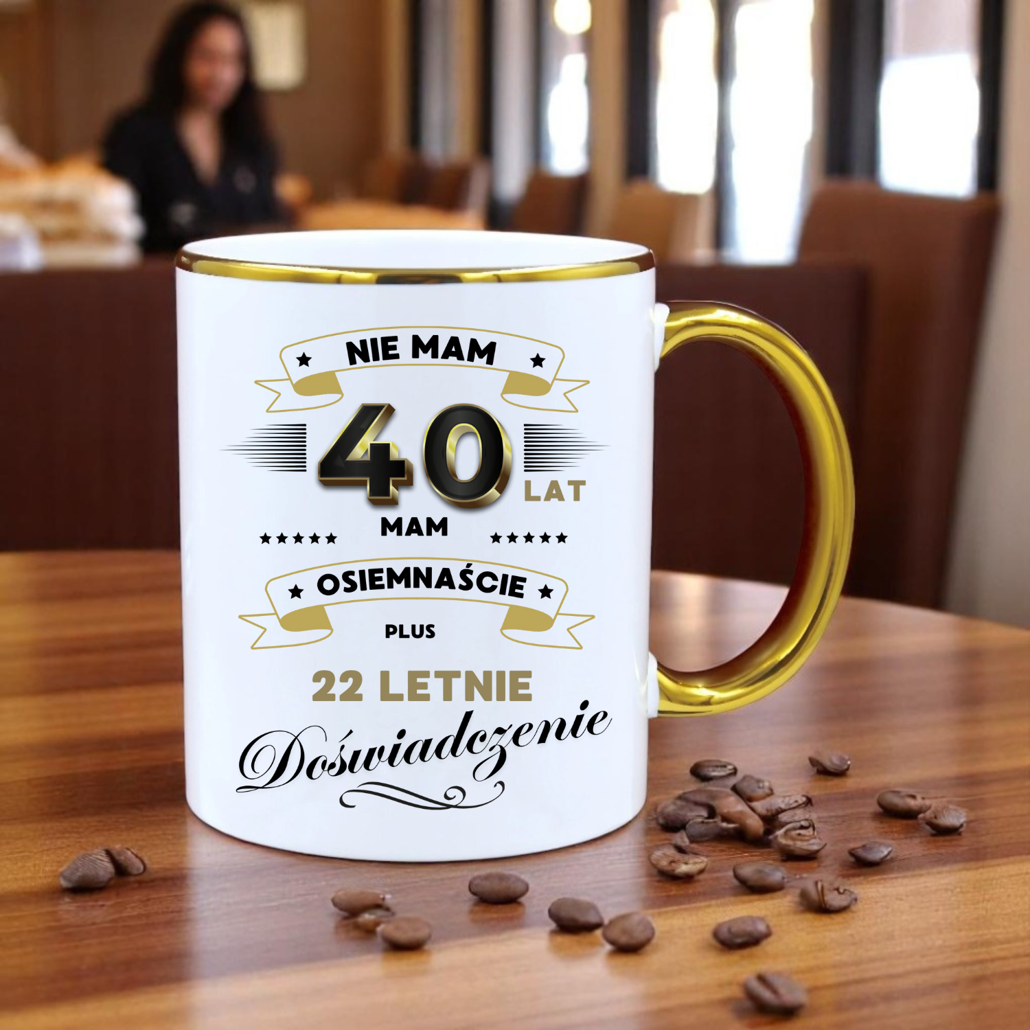 ZESTAW PODUSZKA I PIĘKNY KUBEK ORYGINALNY PREZENT 40 LAT NA URODZINY