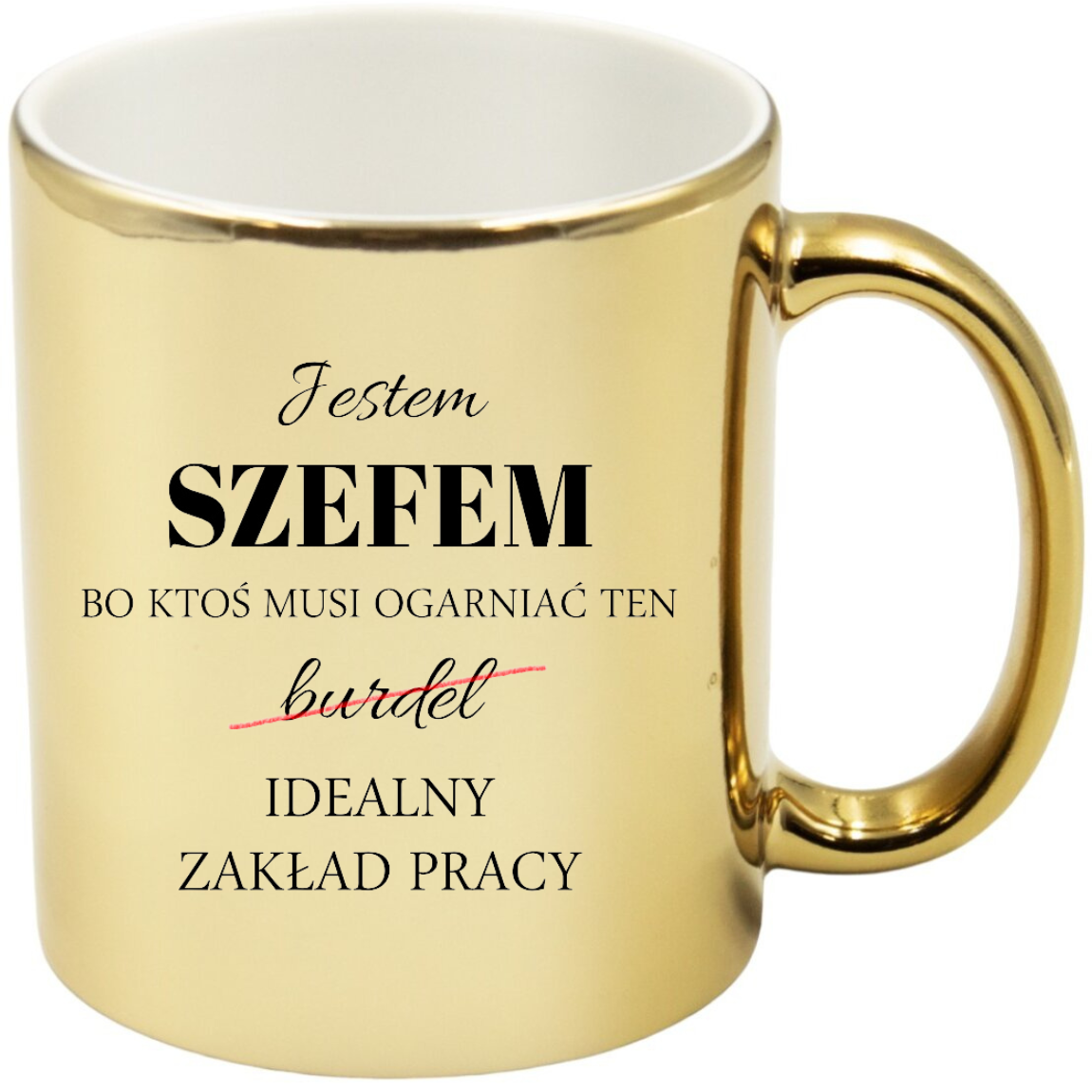 KUBEK ZŁOTY PREMIUM DLA SZEFA URODZINY IMIENINY ŚMIESZNY PREZENT