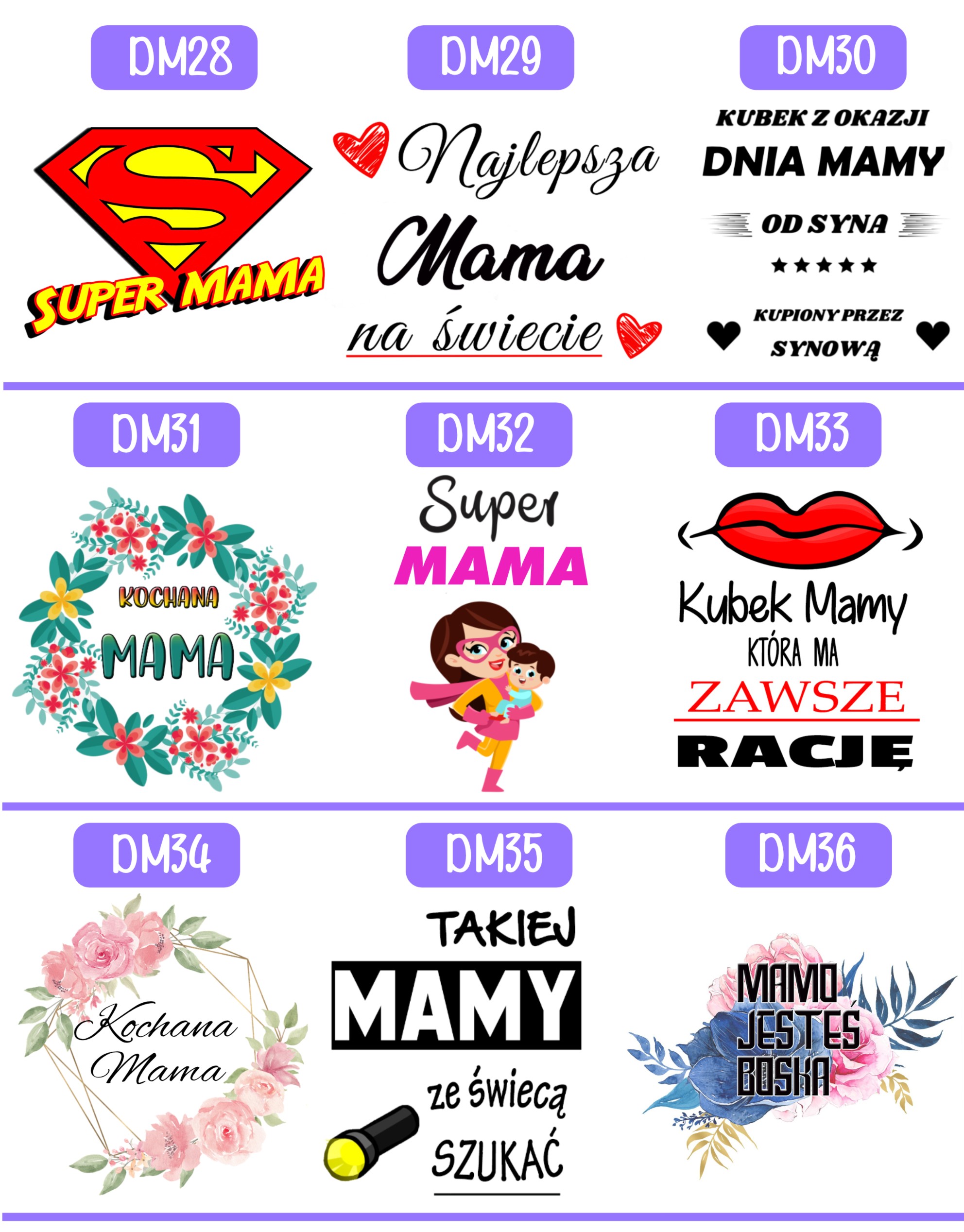 KUBEK Z NADRUKIEM PREZENT DLA MAMY ŻONY NA DZIEŃ MATKI MAMA URODZINY WZORY