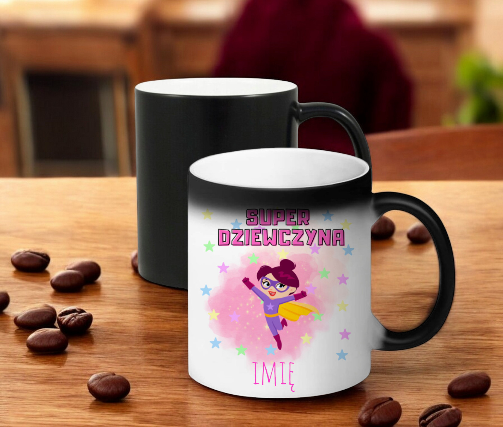 KUBEK MAGICZNY Z NADRUKIEM PREZENT DLA DZIEWCZYNY ŻONY DZIEŃ KOBIET IMIĘ