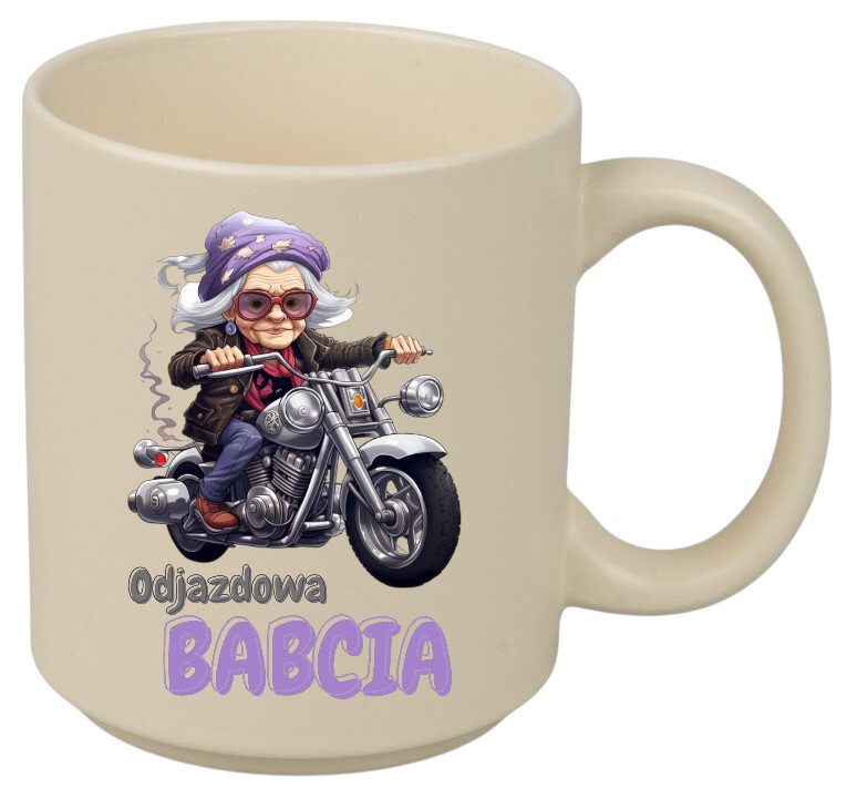 KUBEK Z NADRUKIEM PREZENT DZIEŃ BABCI URODZINY BABCIA IMIENINY BEŻOWY MAT