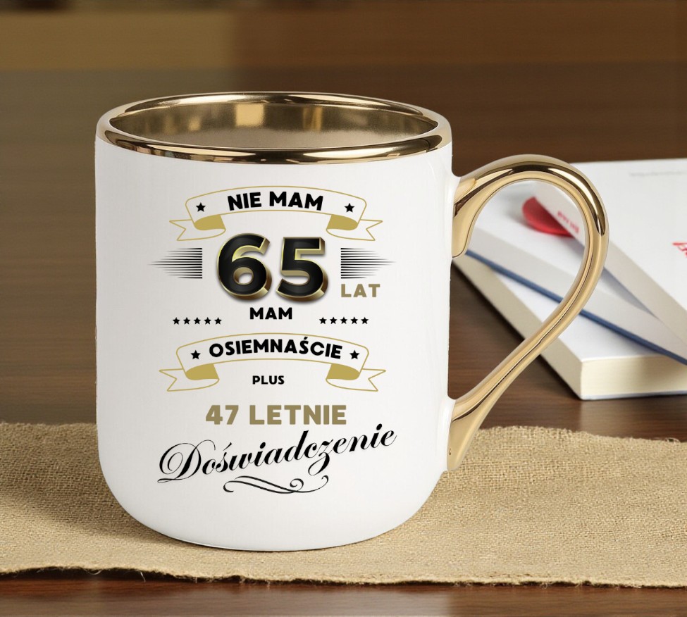Kubek PREMIUM prezent na URODZINY 65 LAT oryginalny upominek z dedykacją