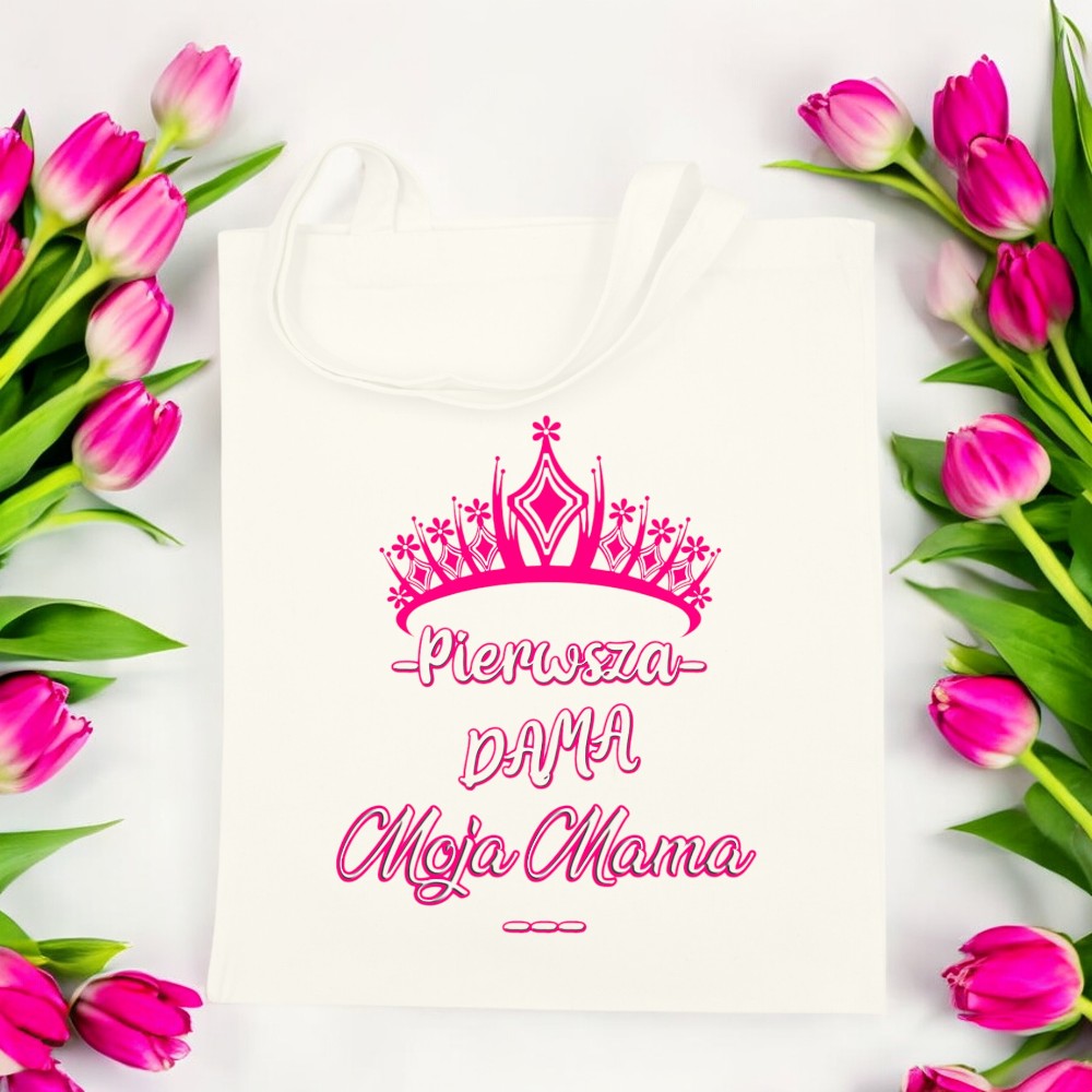 TORBA BAWEŁNIANA PREMIUM NA ZAKUPY Z NADRUKIEM PREZENT DLA MAMY WZORY