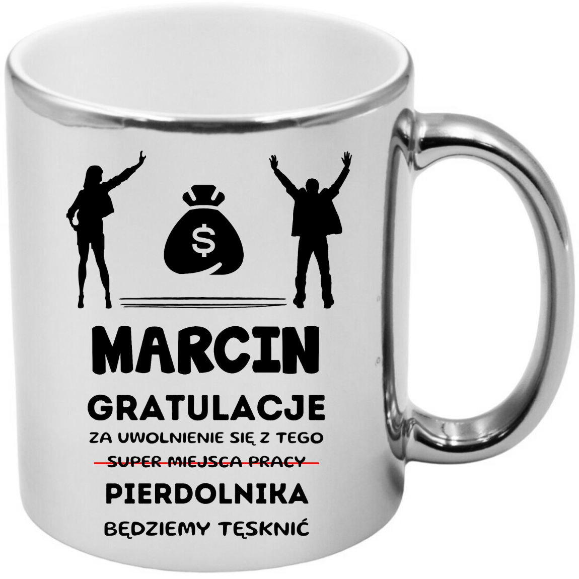 KUBEK SREBRNY PREZENT NA POŻEGNANIE KOLEŻANKI KOLEGI Z PRACY Z IMIENIEM