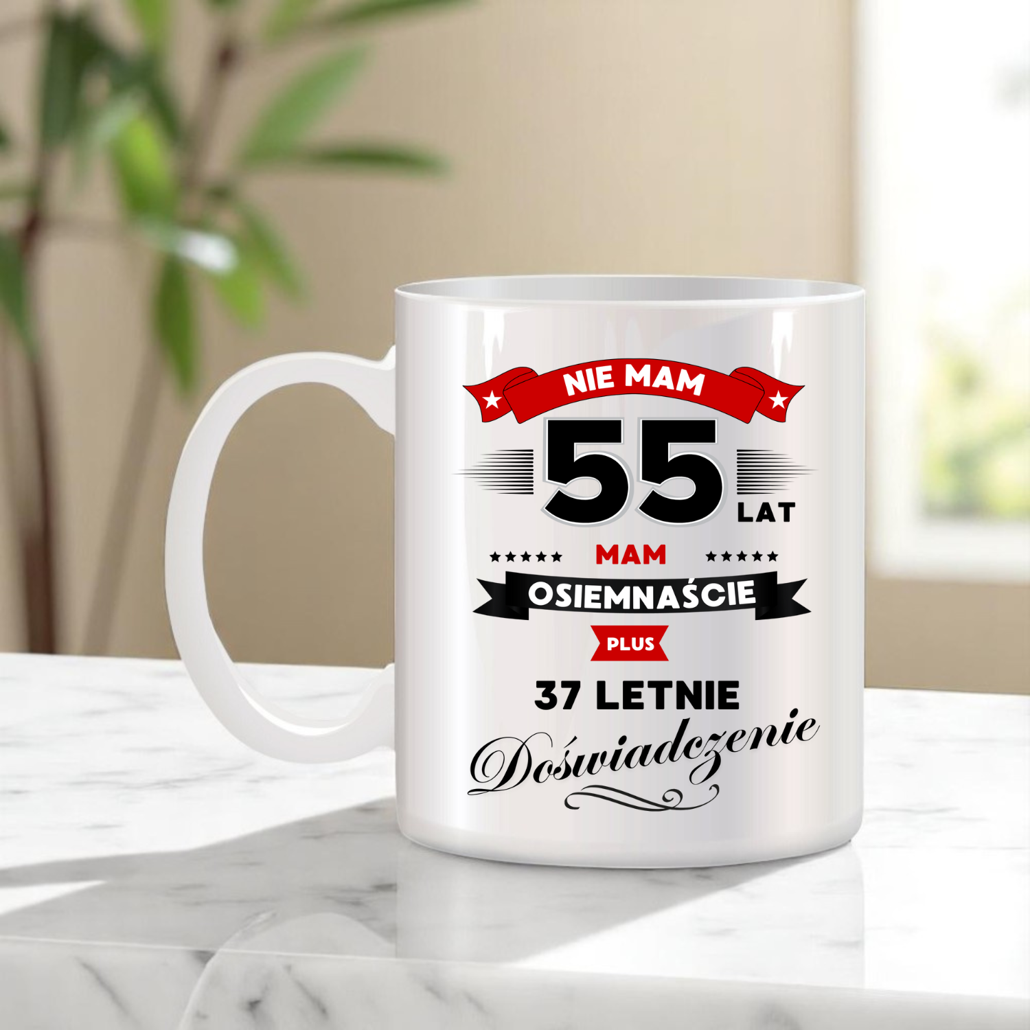 ZESTAW PODUSZKA I KUBEK ORYGINALNY PREZENT 55 LAT NA URODZINY