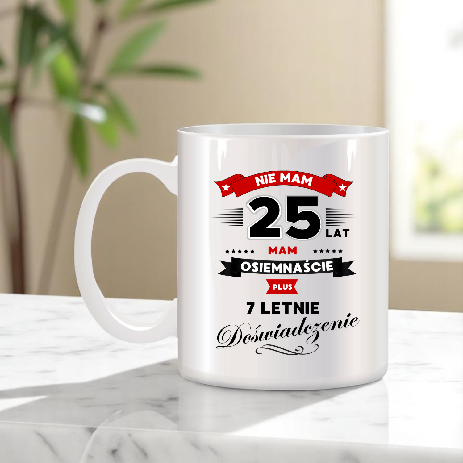 ZESTAW PODUSZKA I KUBEK ORYGINALNY PREZENT 25 LAT NA URODZINY