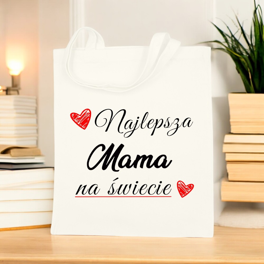 TORBA BAWEŁNIANA PREMIUM NA ZAKUPY Z NADRUKIEM PREZENT DLA MAMY WZORY