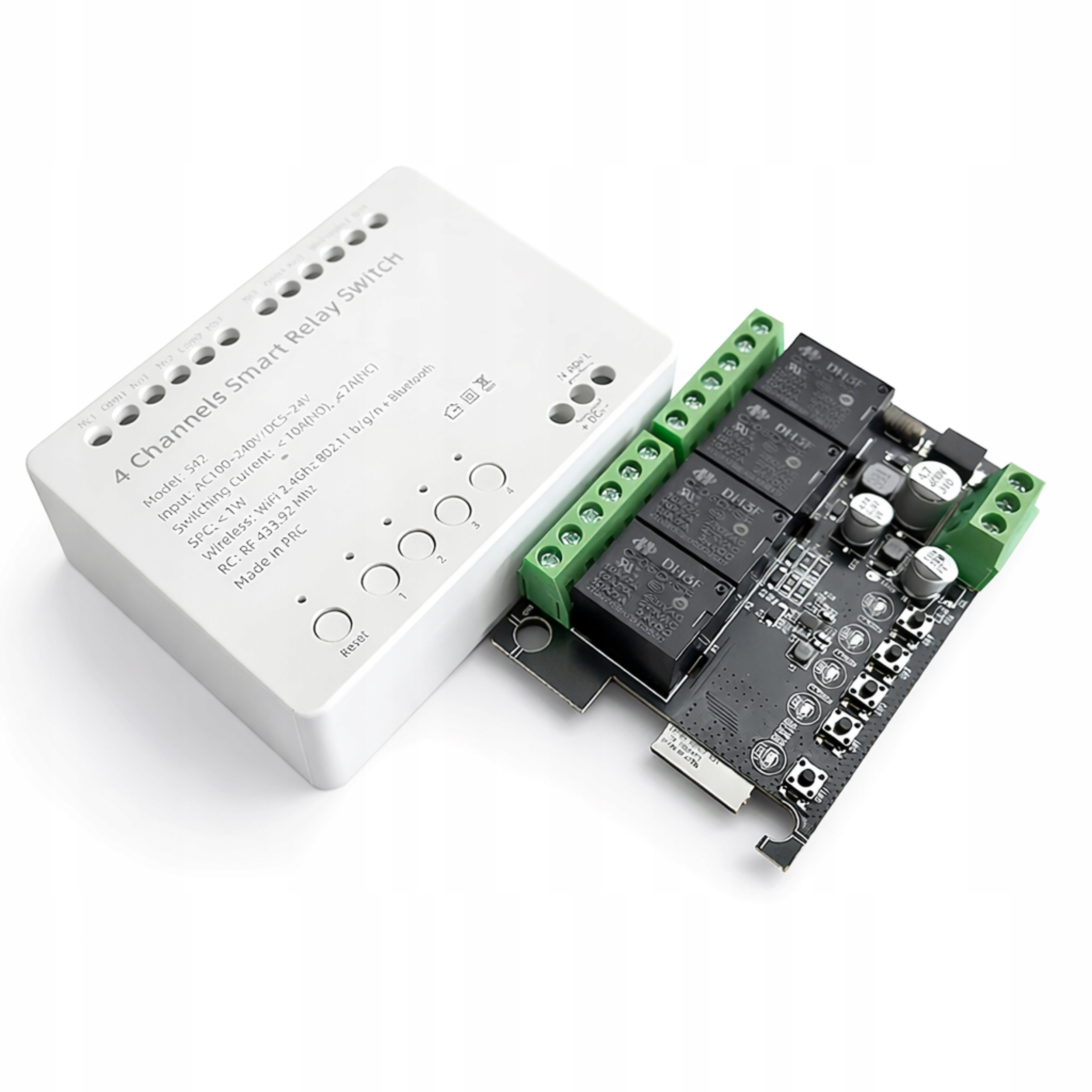 Zdjecie produktu: MODUŁ PRZEKAŹNIK WIFI TUYA 4X NO NC COM RF PILOY 433 BRAMA OŚWIETLENIE