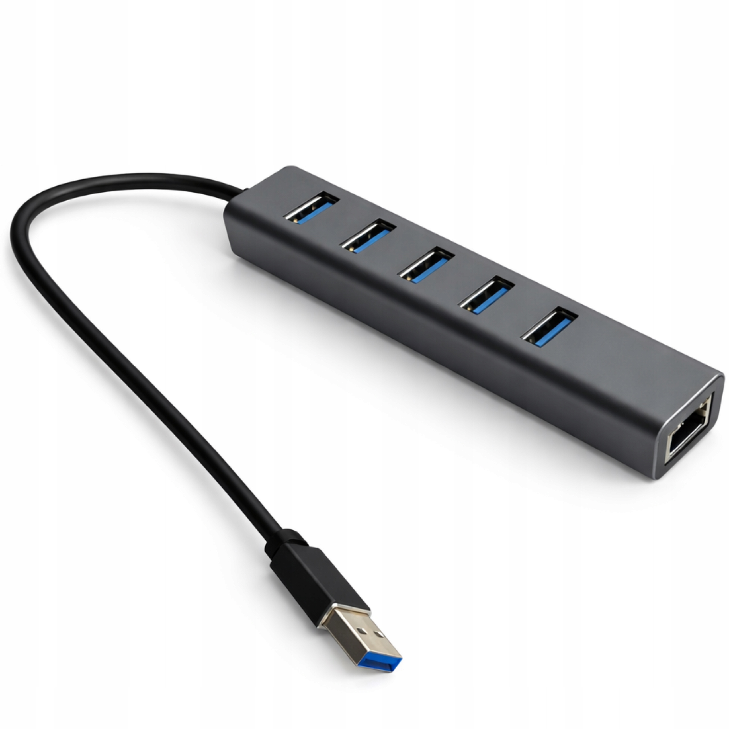 Zdjecie produktu: Adapter HUB USB 3.0 6w1 5x USB-A + RJ45 SREBRNY HQ