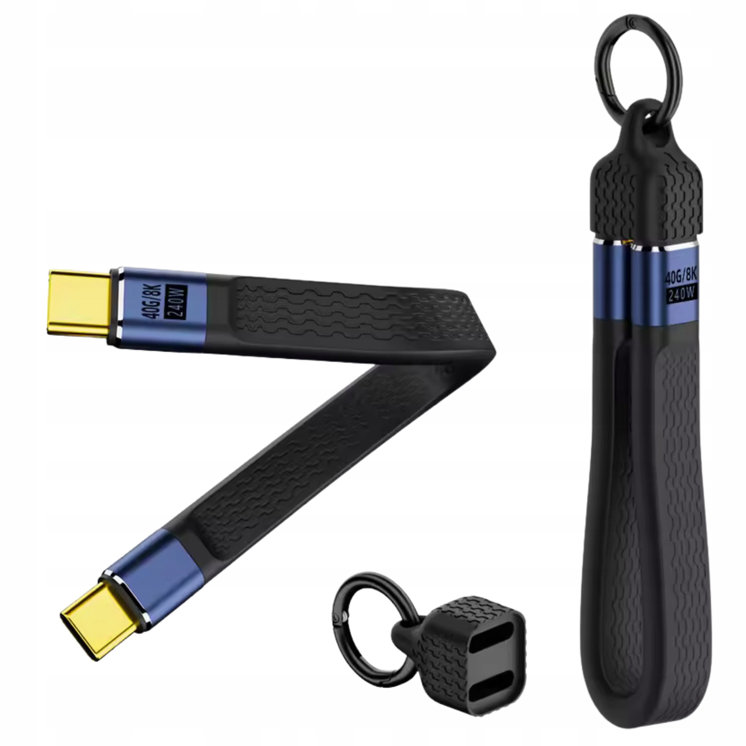 Zdjecie produktu: Kabel USB-C 240W Power Delivery 40Gbps 8K USB4 Brelok KOMPAKTOWY KABEL