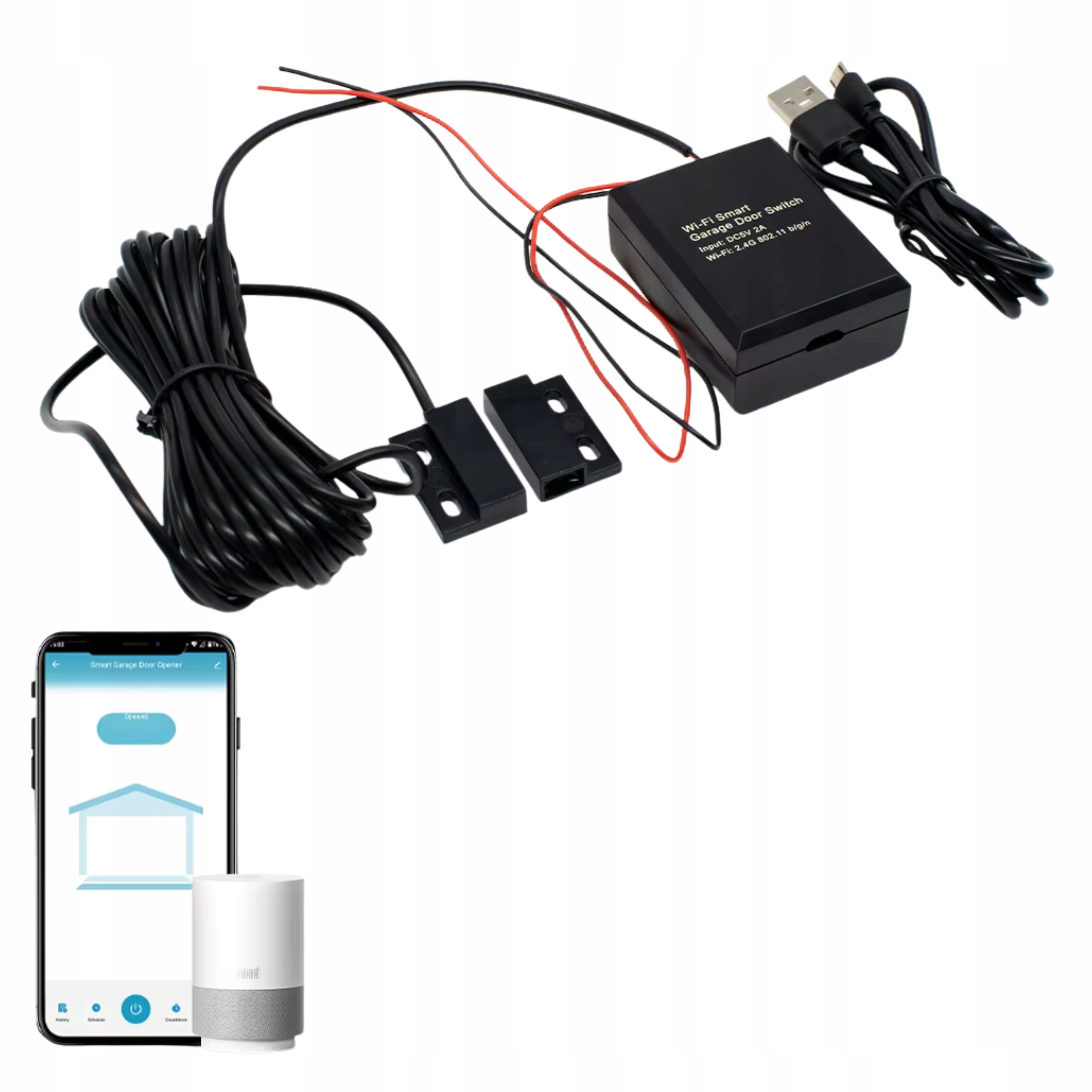 Zdjecie produktu: STEROWNIK BRAMY GARAŻOWEJ SMART SWITCH WiFi TUYA CZARNY ZDALNA OBSŁUGA