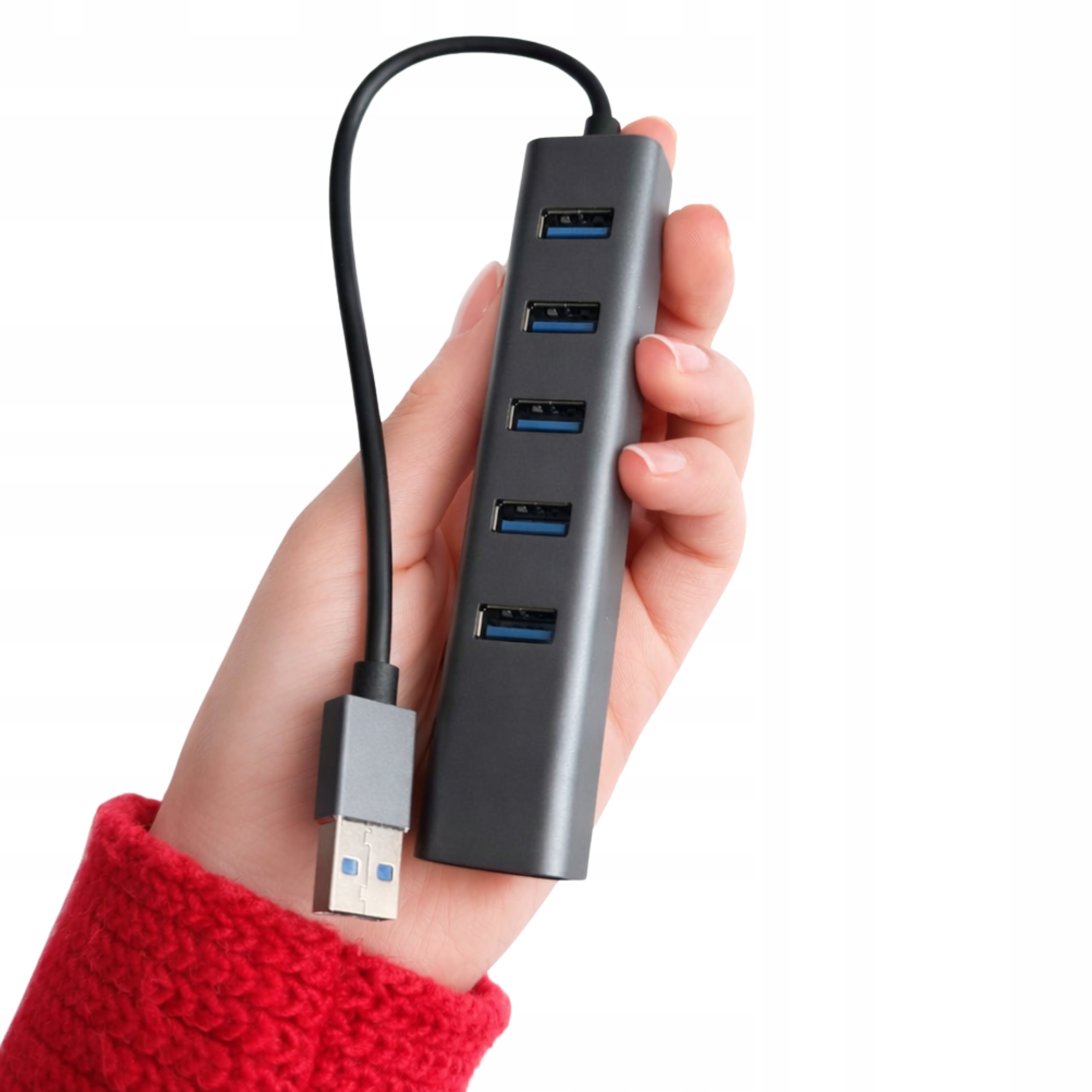 Zdjecie produktu: Adapter HUB USB 3.0 6w1 5x USB-A + RJ45 SREBRNY HQ