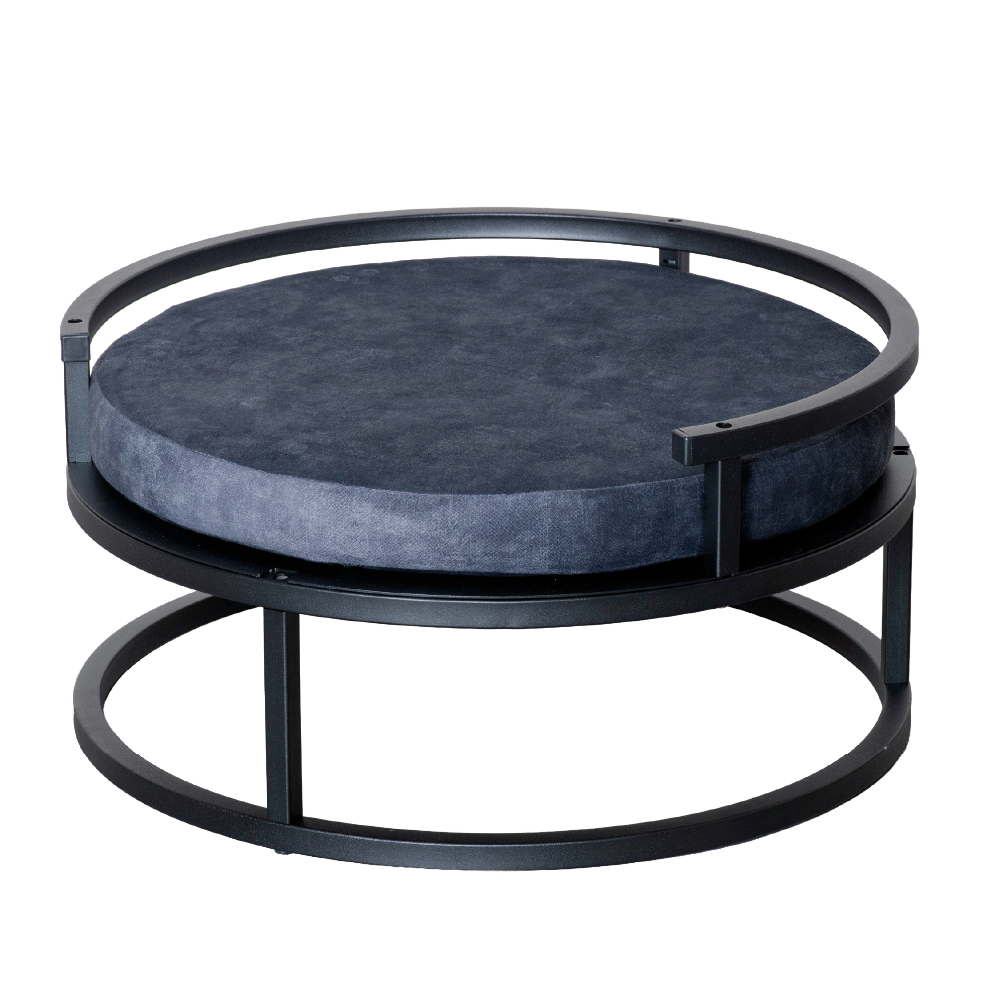 Rundes Metall Hundebett mit Kissen Schwarz Ø60 cm - Modernes Tierbett