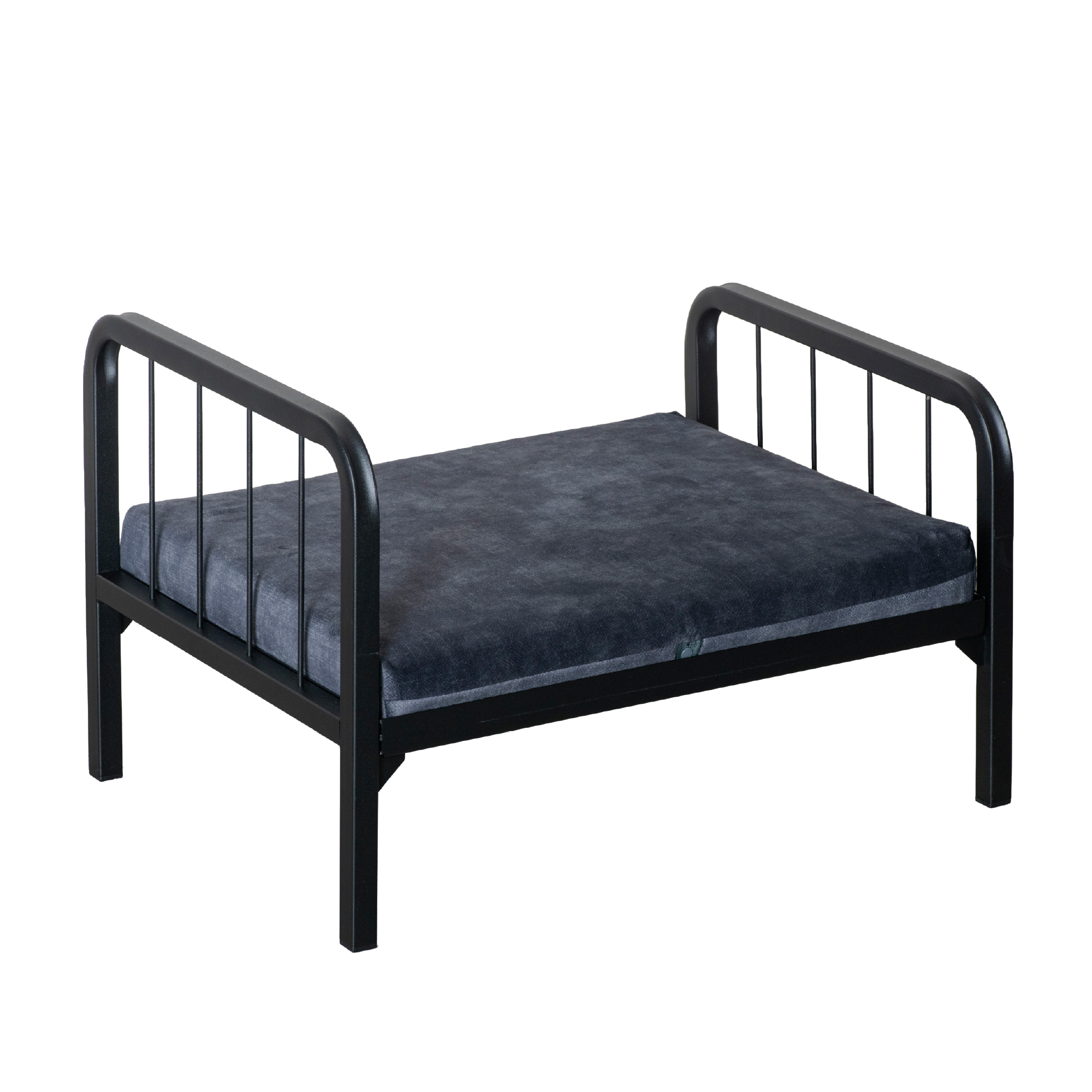 Metall Hundebett mit Kissen Schwarz 55x41 cm - Modernes Tierbett