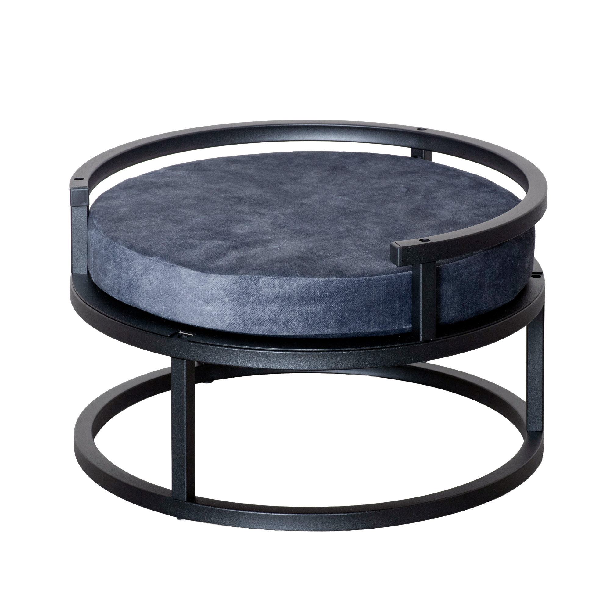 Rundes Metall Hundebett mit Kissen Schwarz Ø50 cm - Modernes Tierbett