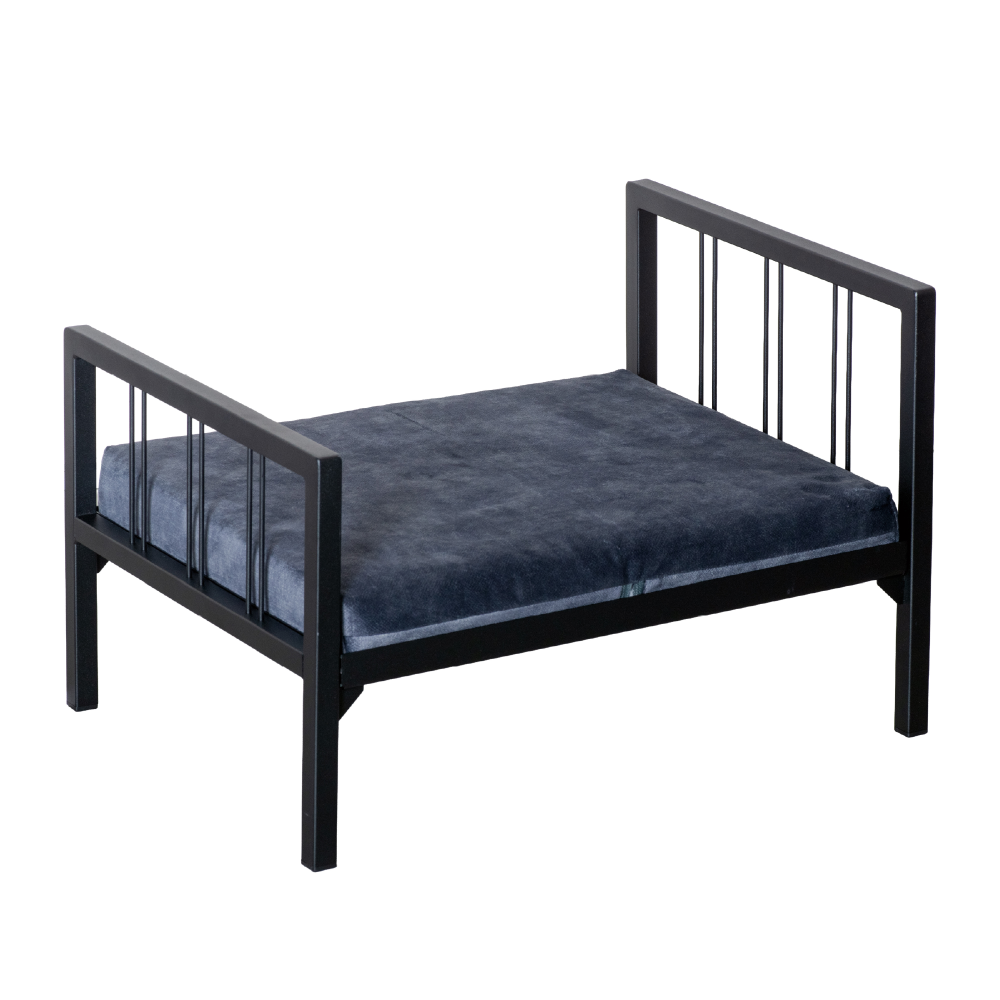 Metall Hundebett mit Kissen Schwarz 54x41 cm - Modernes Tierbett