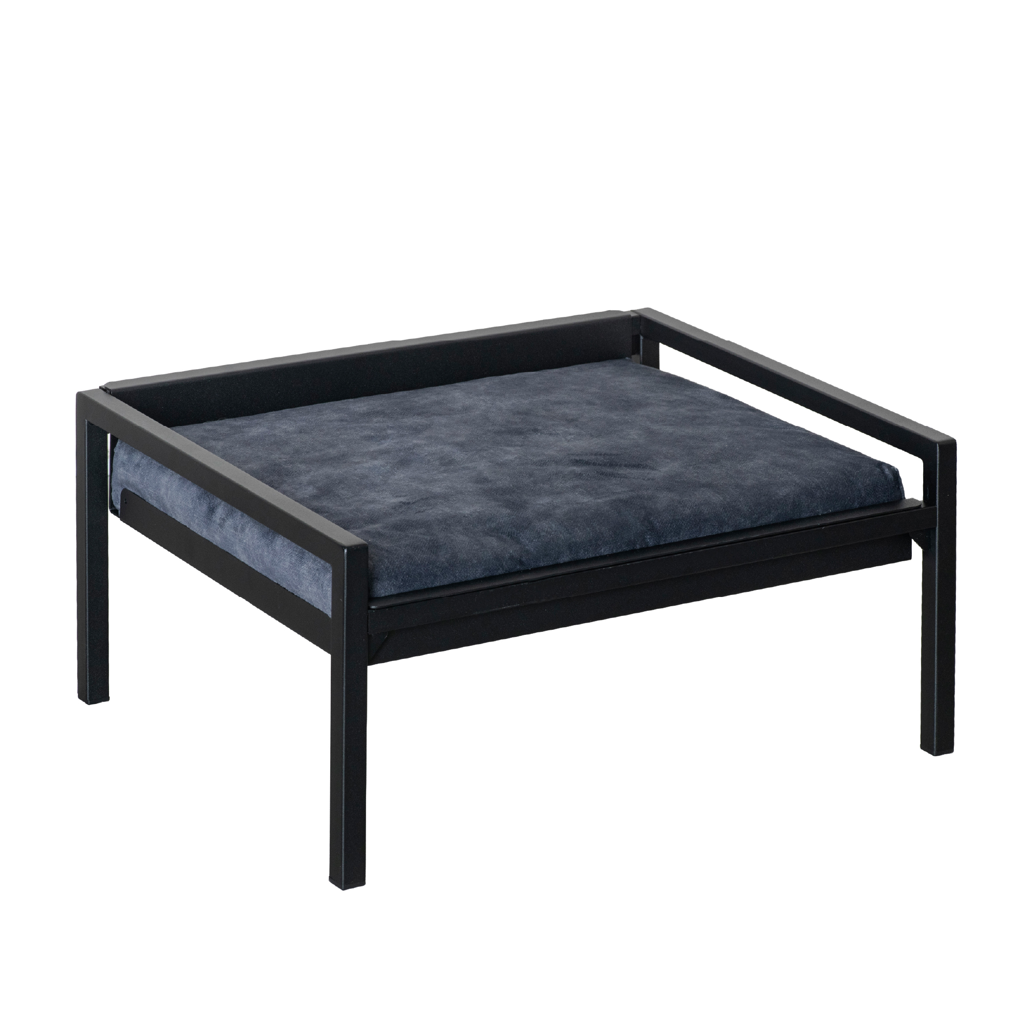 Metall Hundebett mit Kissen Schwarz 54x44 cm - Modernes Tierbett