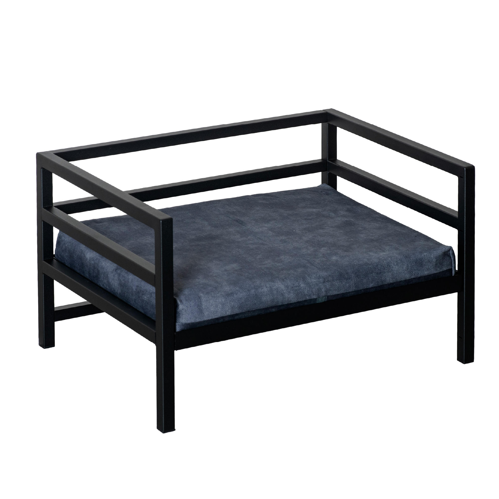 Metall Hundebett mit Kissen Schwarz 55x41 cm - Modernes Tierbett
