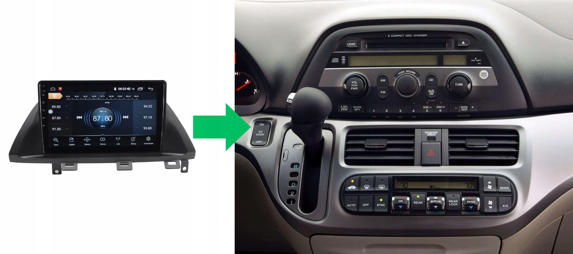 RADIO NAWIGACJA GPS HONDA ODYSSEY 2004-2010 ANDROID 2/64 GB