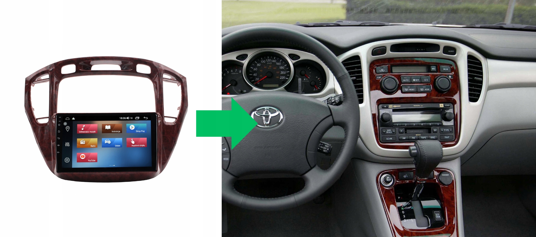 RADIO NAWIGACJA GPS TOYOTA HIGHLANDER 2001-2007 ANDROID 4/64 GB