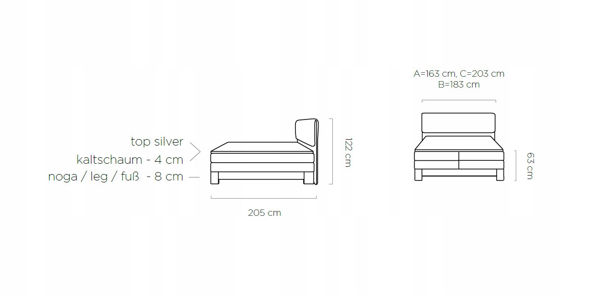 ŁÓŻKO KONTYNENTALNE BOXSPRING MELIA BASIC 140x200