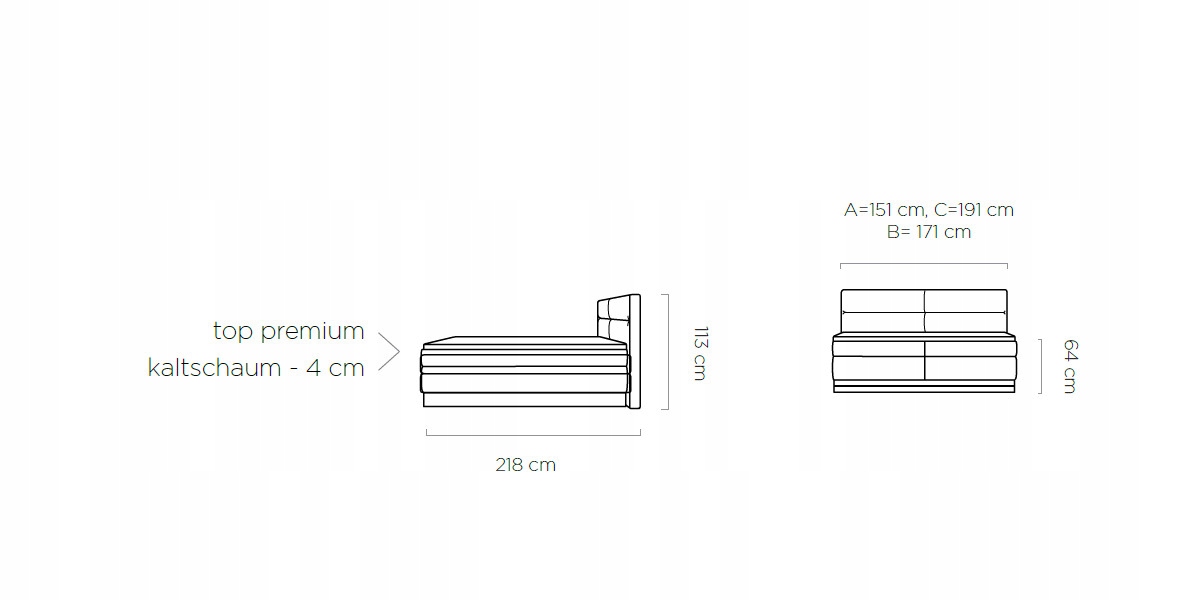 ŁÓŻKO KONTYNENTALNE BOXSPRING SOLA BASIC 140