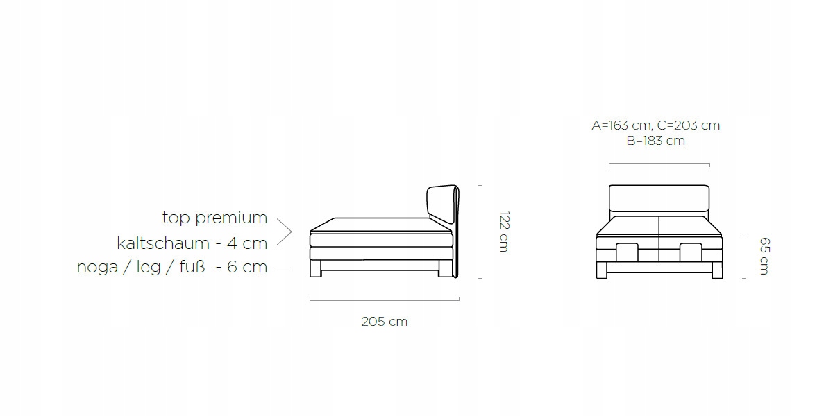 ŁÓŻKO ŁOŻE KONTYNENTALNE BOXSPRING ELSA BASIC 180