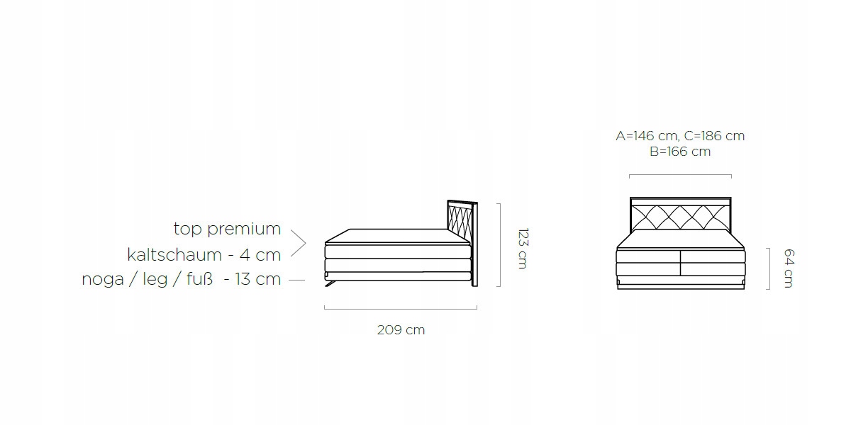 ŁÓŻKO ŁOŻE KONTYNENTALNE BOXSPRING DINA BASIC 140