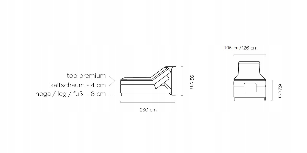 ŁÓŻKO KONTYNENTALNE BOXSPRING VIBE BASIC 120