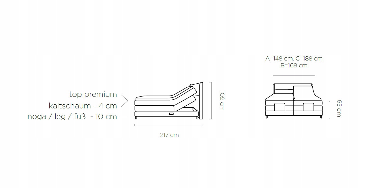 ŁÓŻKO KONTYNENTALNE BOXSPRING SAMBA BASIC 140