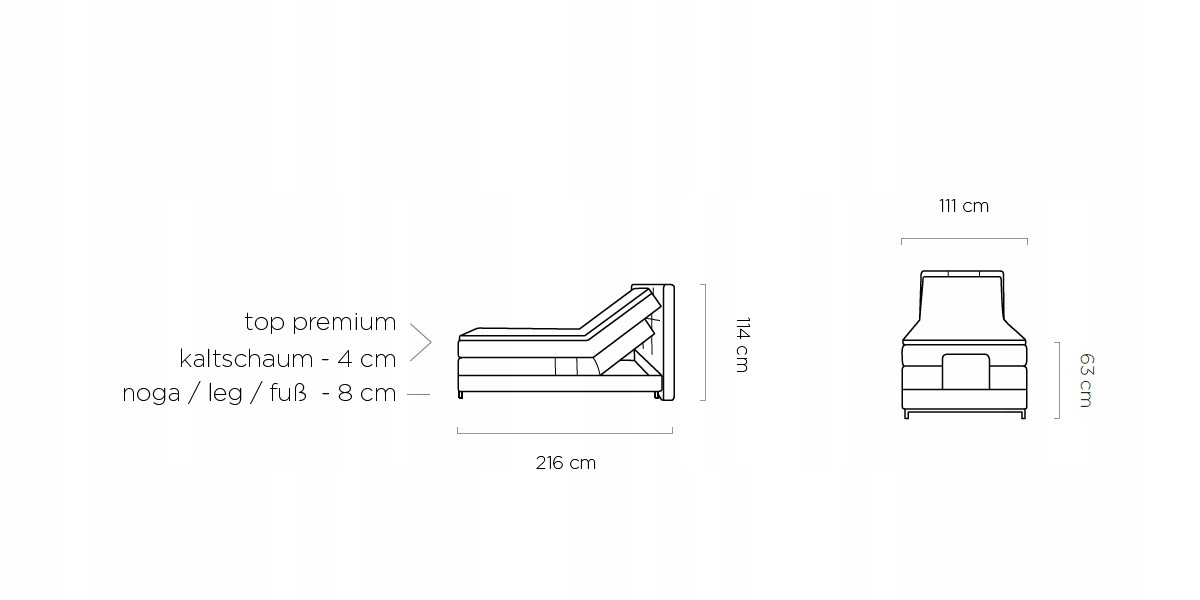 ŁÓŻKO KONTYNENTALNE BOXSPRING QUADRO BASIC 120
