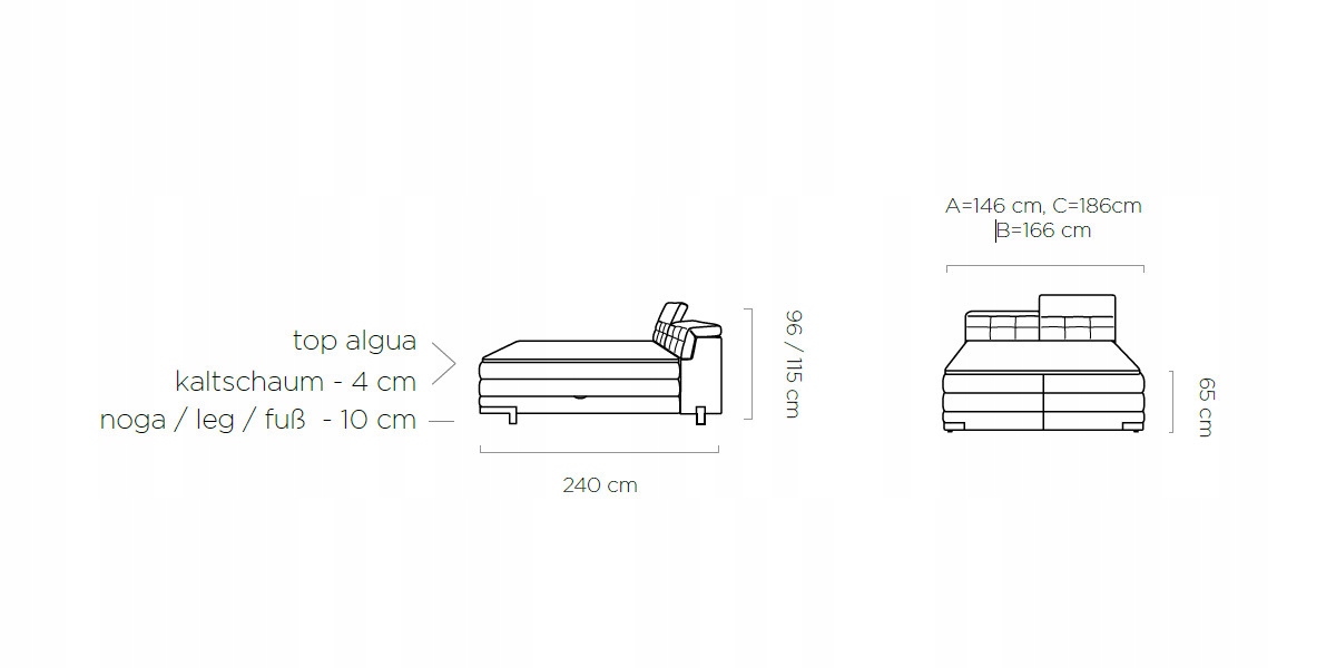 ŁÓŻKO KONTYNENTALNE BOXSPRING MASSA BASIC 180