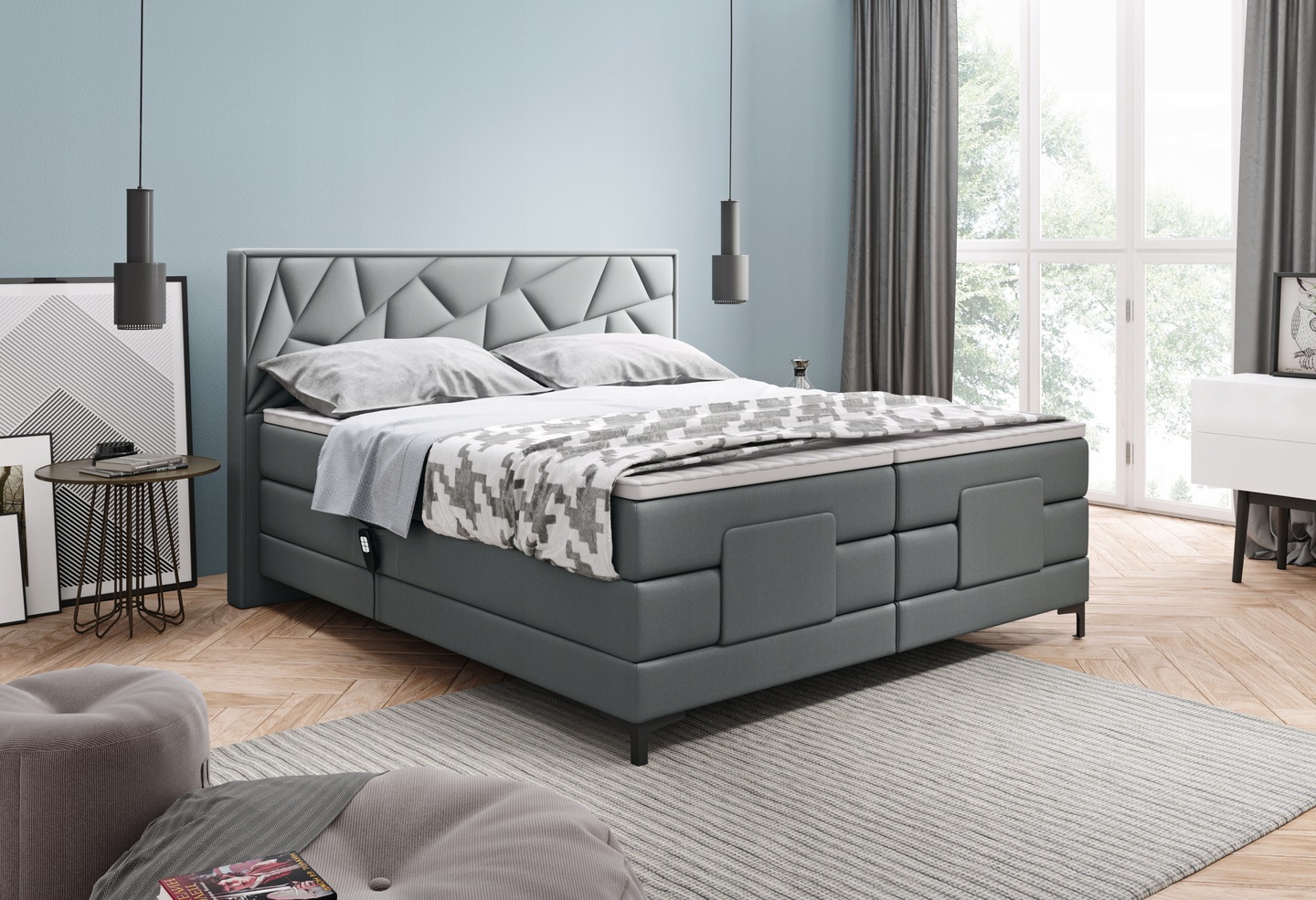 ŁÓŻKO KONTYNENTALNE BOXSPRING HOLME BASIC 160x200