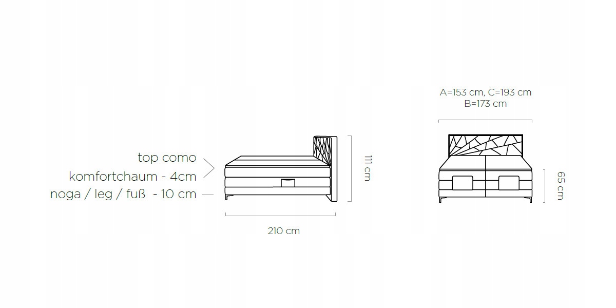 ŁÓŻKO KONTYNENTALNE BOXSPRING HOLME BASIC 160x200