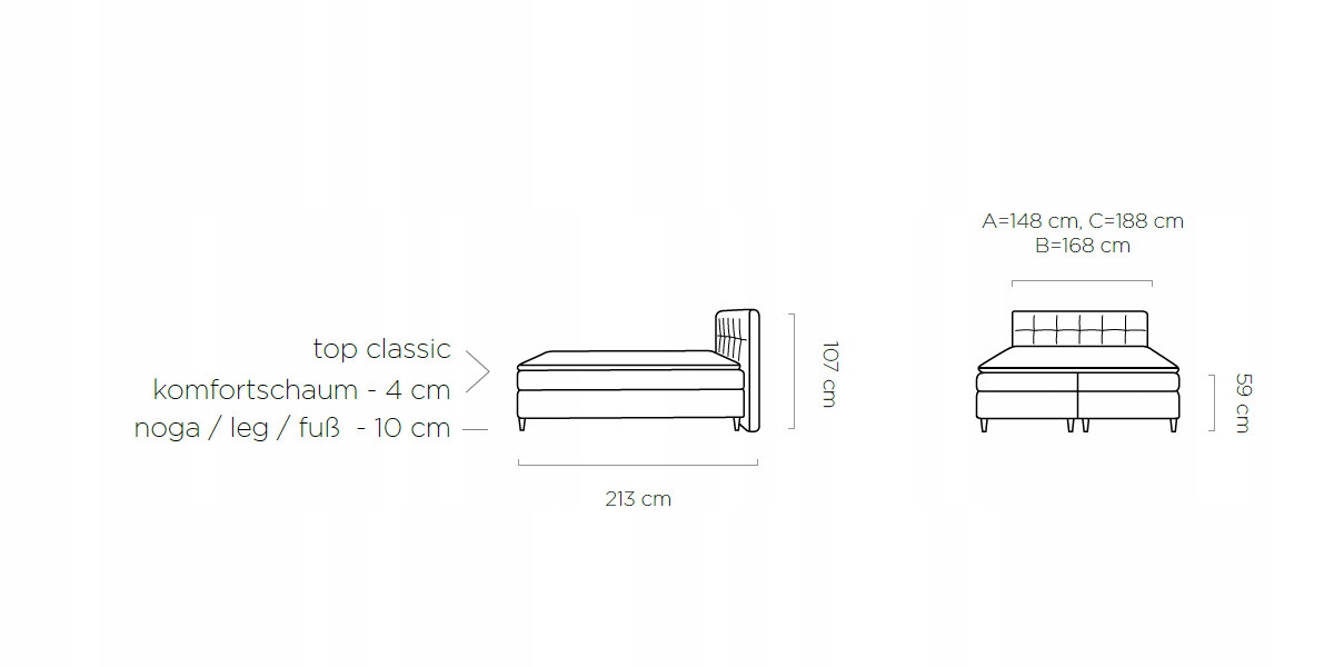 ŁÓŻKO KONTYNENTALNE BOXSPRING EDEN BASIC 160x200