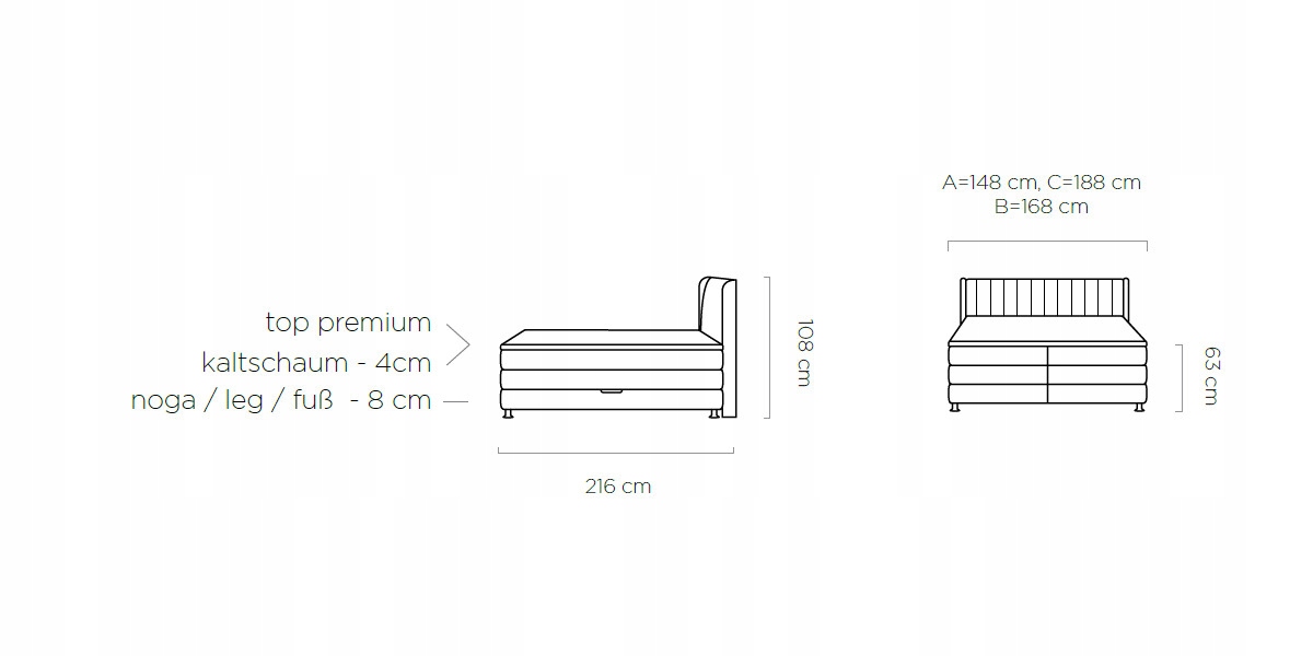 ŁÓŻKO ŁOŻE KONTYNENTALNE BOXSPRING BALMO BASIC 140