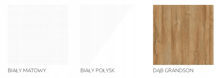 Meble do Salonu BIAŁY POŁYSK + DĄB GRANDSON