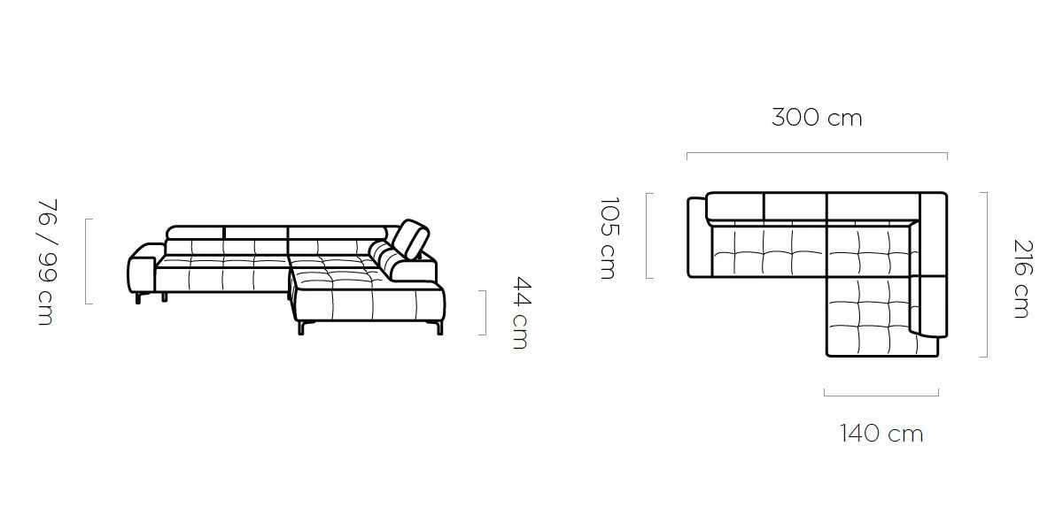 NAROŻNIK PLAZA L BASIC / ELEK WYSUWANE SIEDZISKO