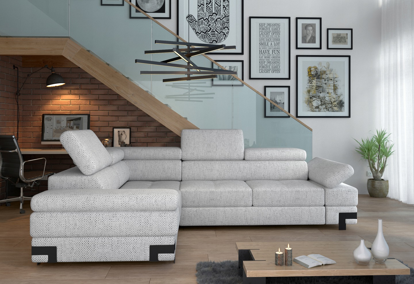 WYGODNY NAROŻNIK EMPORIO L2 BASIC DO SALONU