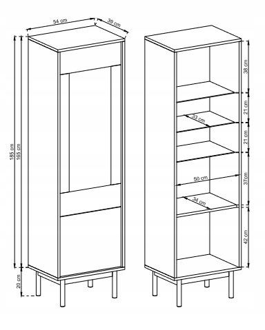 NOWOCZESNA WITRYNA BASIC 54 cm / JACKSON HICKORY