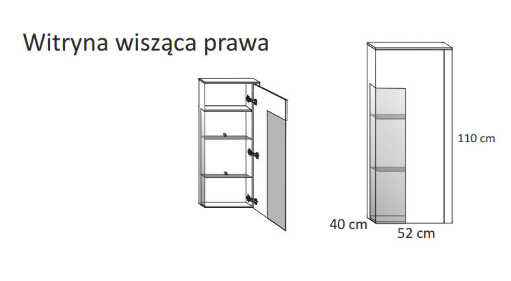 WITRYNA WISZĄCA MARCO PRAWA / kolory - Połysk LED