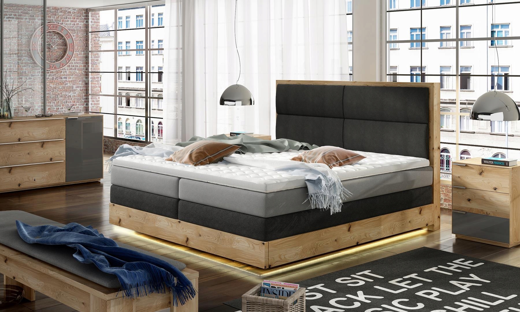 ŁÓŻKO KONTYNENTALNE BOXSPRING TRENTO BASIC 160x200