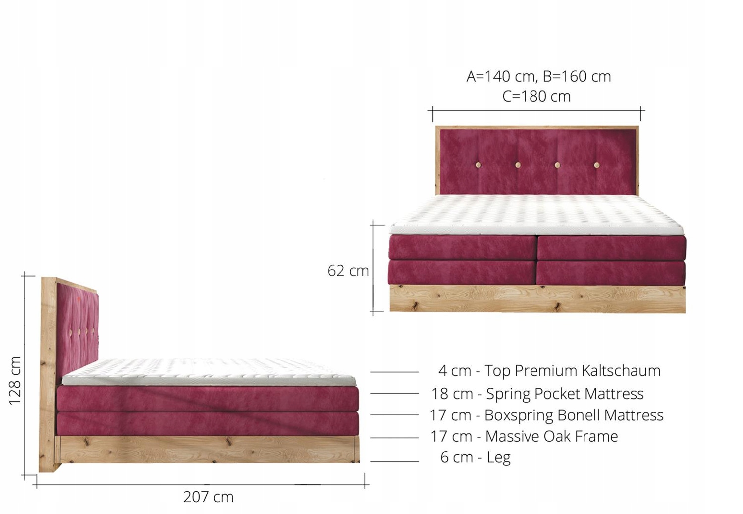 ŁÓŻKO KONTYNENTALNE BOXSPRING ETNO BASIC 160x200