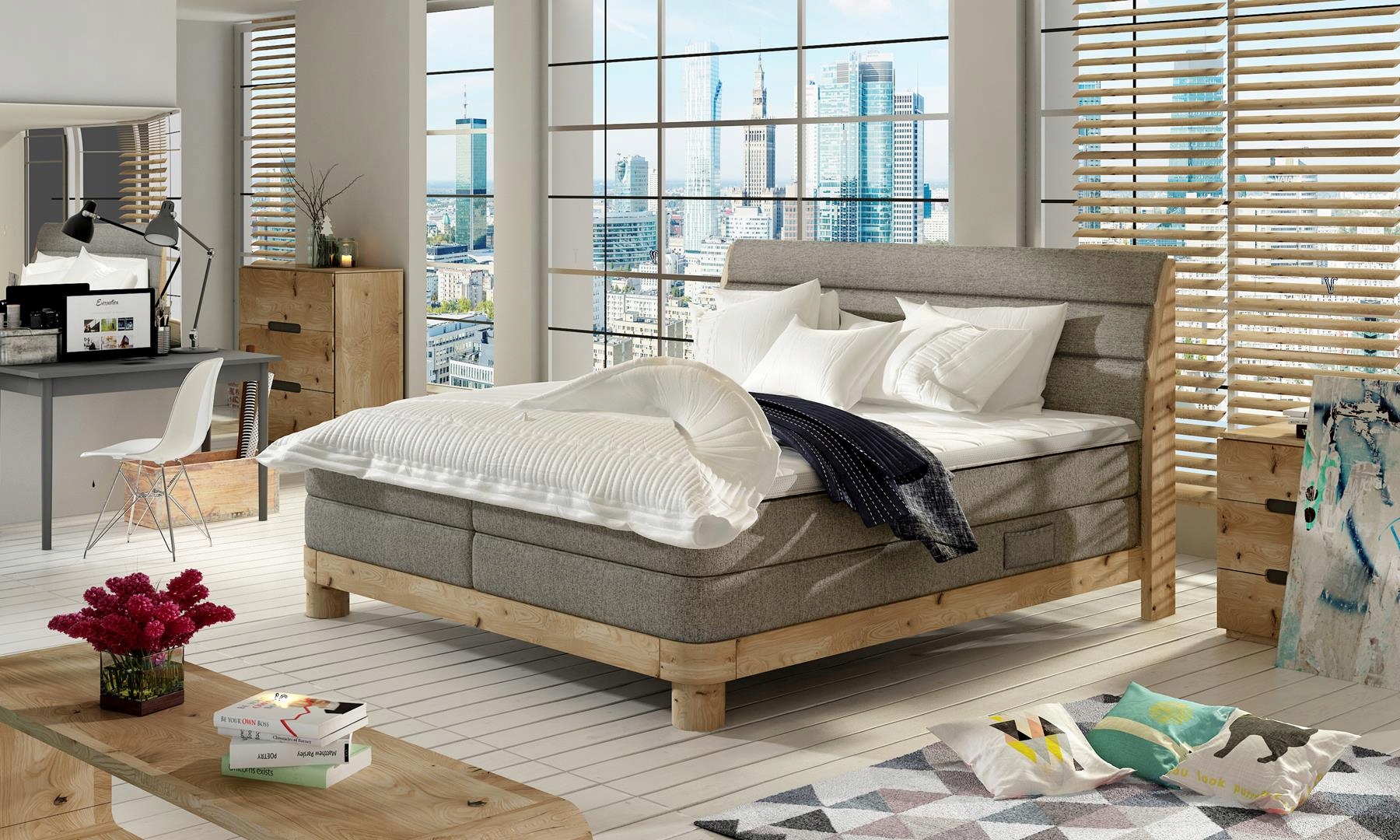 ŁÓŻKO ŁOŻE KONTYNENTALNE BOXSPRING ELENA BASIC 140
