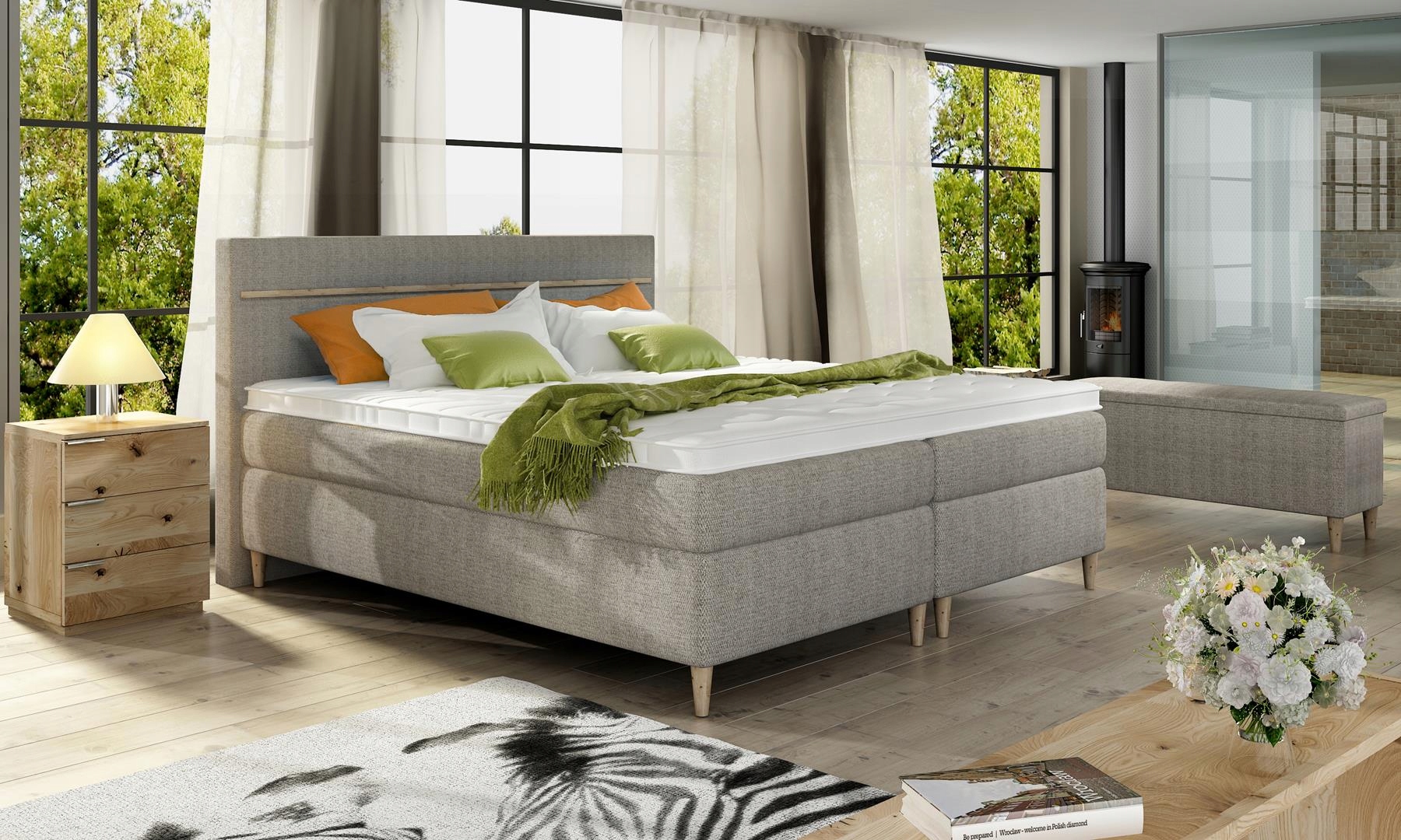 ŁÓŻKO KONTYNENTALNE BOXPRING SCANDIA BASIC 160x200