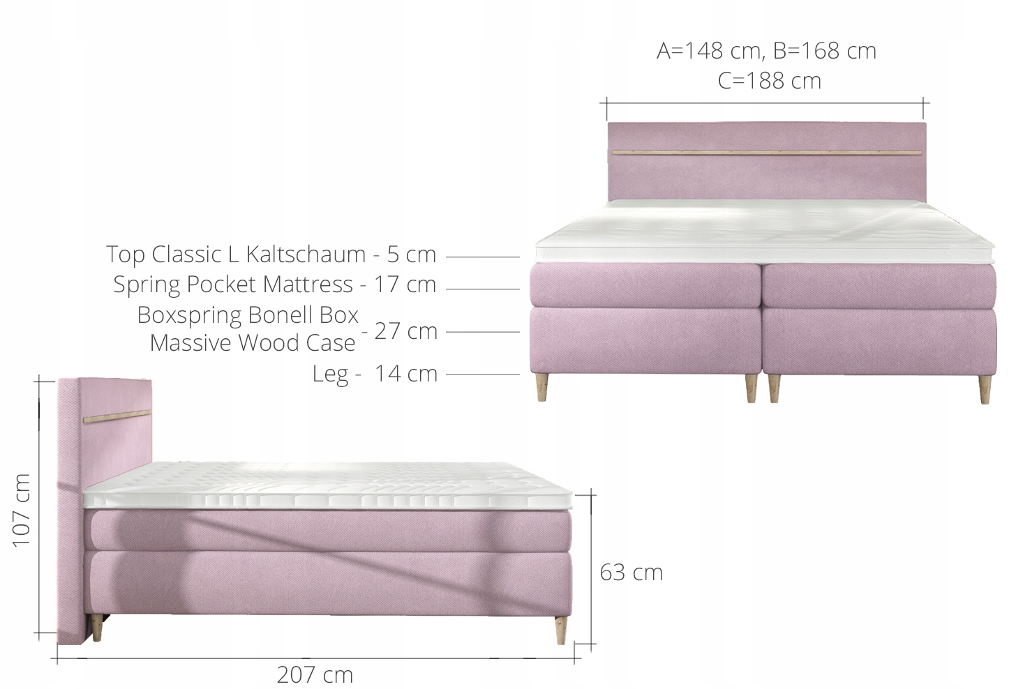ŁÓŻKO KONTYNENTALNE BOXPRING SCANDIA BASIC 160x200