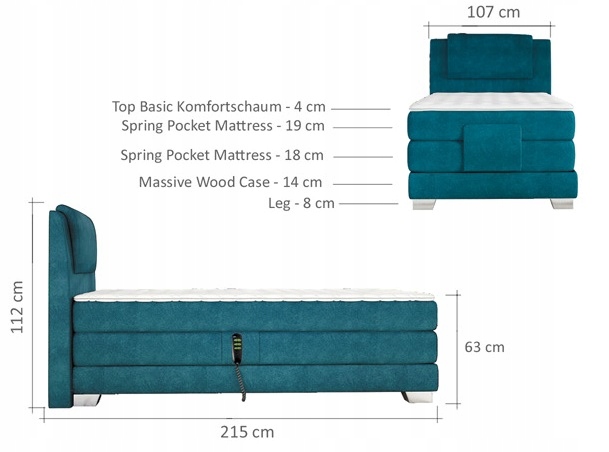 ŁÓŻKO KONTYNENTALNE BOXSPRING WAVE BASIC 100