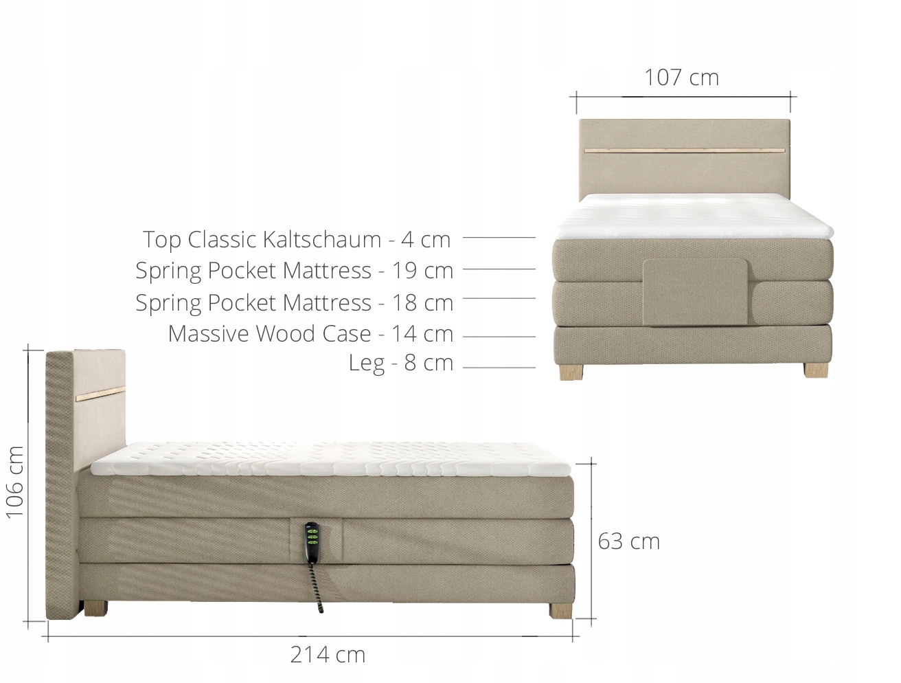ŁÓŻKO KONTYNENTALNE BOXSPRING NORDIC BASIC 100x200