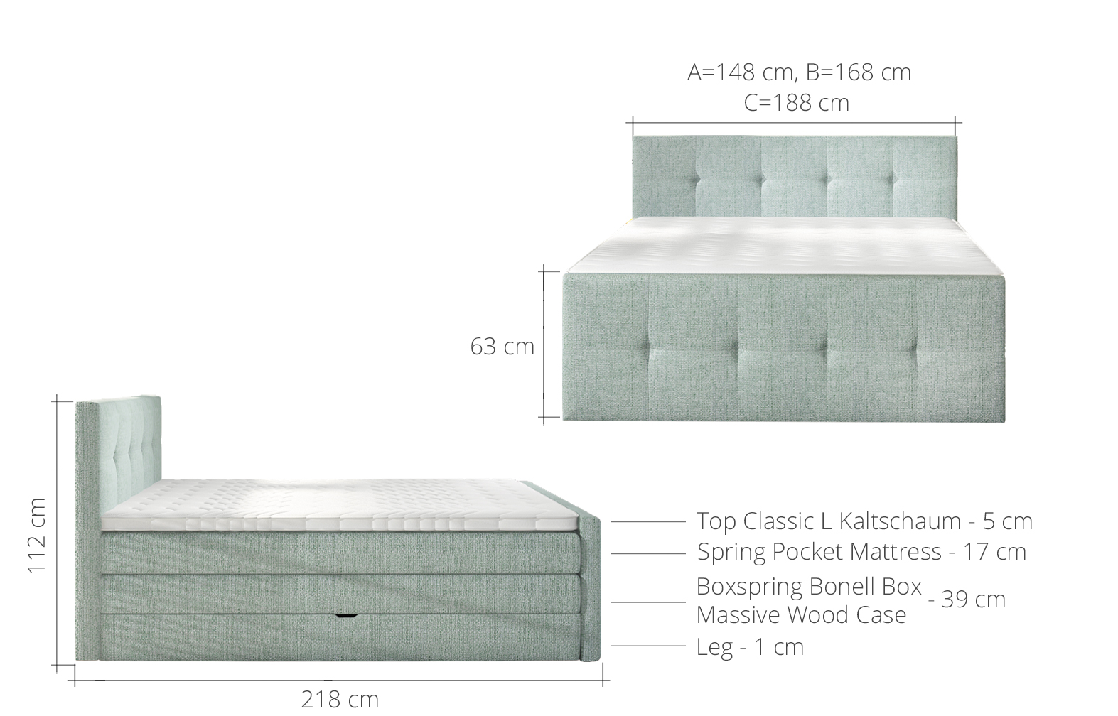ŁÓŻKO KONTYNENTALNE BOXSPRING MEDINO BASIC 160x200