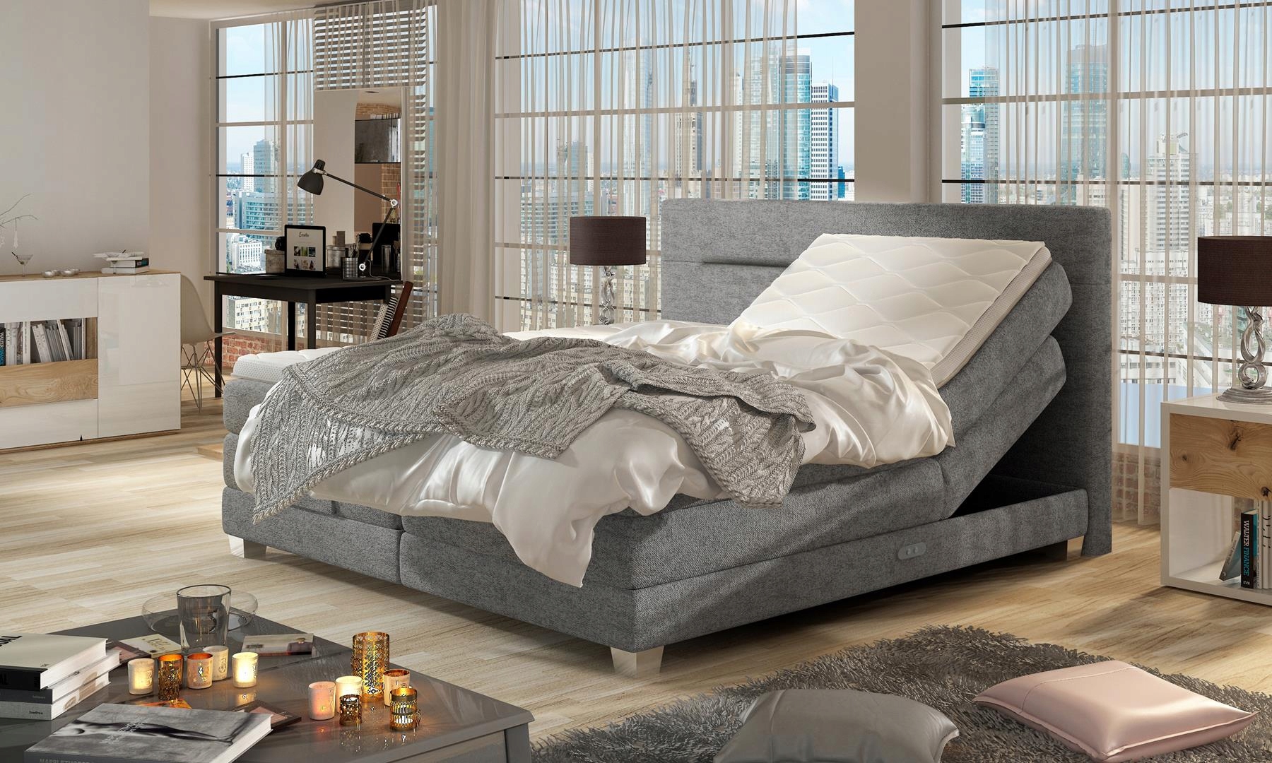 ŁÓŻKO KONTYNENTALNE BOXSPRING 140X200 MEDEA BASIC